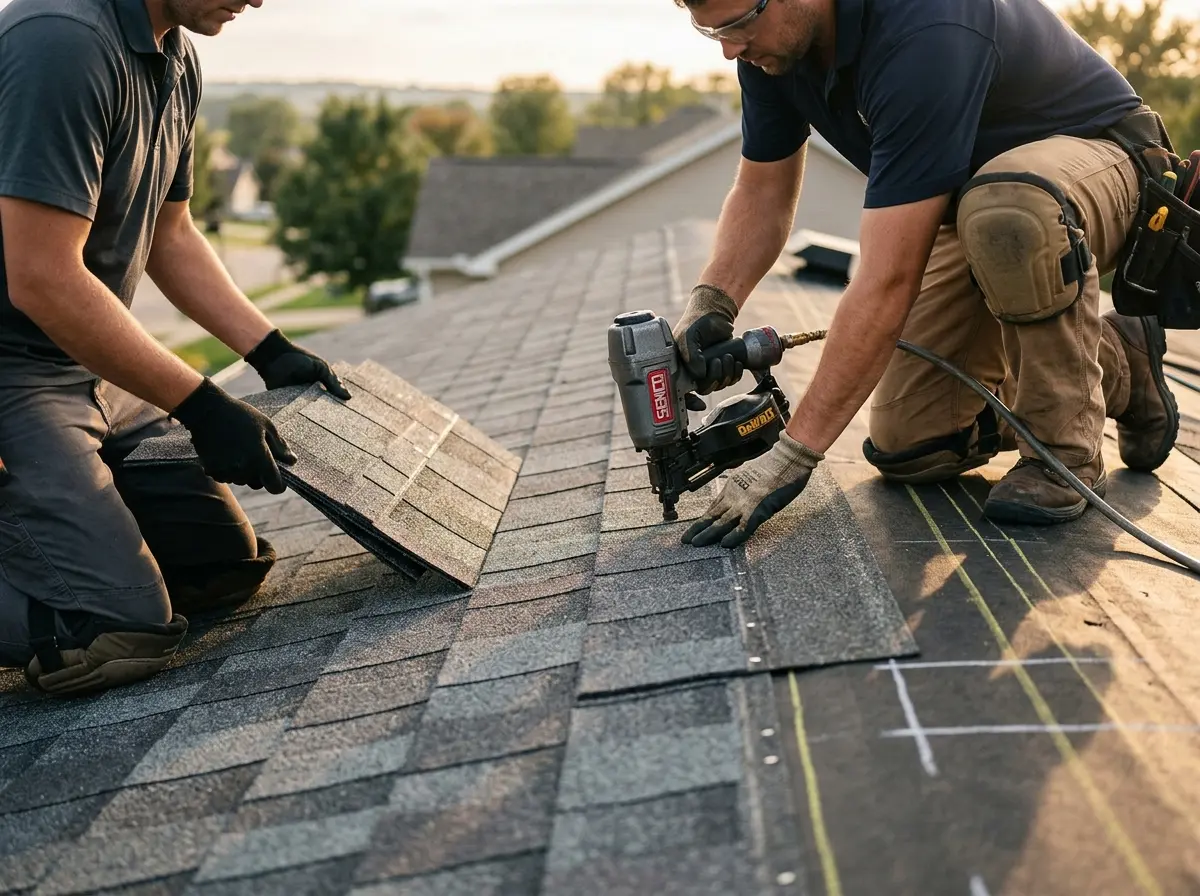 Professional roofer working on a residential roof in Fort Lauderdale